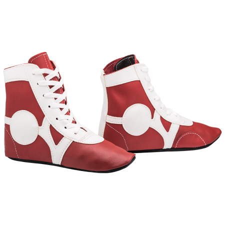 Купить Обувь для самбо SM-0102, кожа, красный Rusco в Подольске 