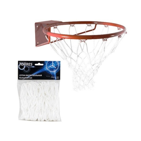 Купить Сетка баскетбольная Torres, нить 4 мм, белая в Подольске 